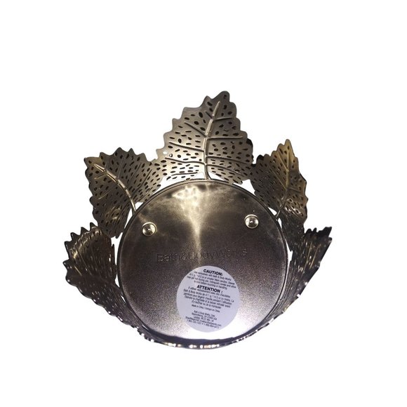 Bath and Body Works Tropical Candle Holder Gold Tone Leave Three Wick Holder - Picture 3 of 6